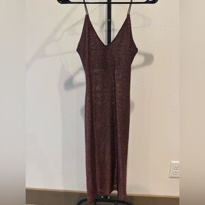Topshop Burgundy Midi Dress